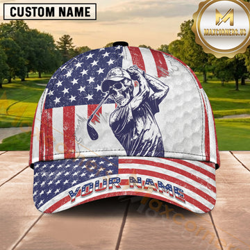 Maxcorners Golf American Flag Eagle Personalized Cap