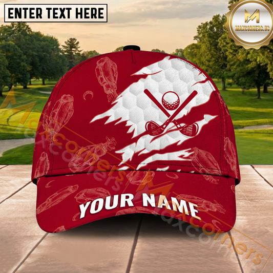Maxcorners Golf Red Splatter Golfer Silhouette Personalized Cap