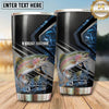 Maxcorners Fishing Tumbler Black Blue Carbon Panel Design Personalized Name Tumbler (13 Species)