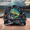 Maxcorners Fishing Black Marble Pattern Personalized Name 3D Cap (12 Fish Species)