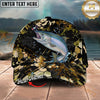 Maxcorners Fishing Woodland Camouflage Splash Personalized Name 3D Cap (12 Fish Species)