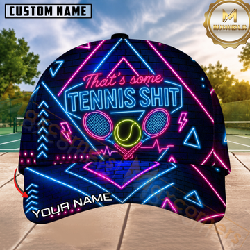 Maxcorners Tennis Neon Light That's Some Tennis Shit Personalized Name 3D Cap