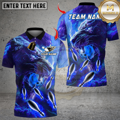 Maxcorners Bowling Flame Super Lion Multicolor Customized Name, Team Name 3D Shirts