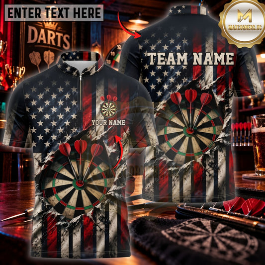 Maxcorners Darts & Vintage Dartboard Skull Graphic Customized Name, Team Name 3D Shirts