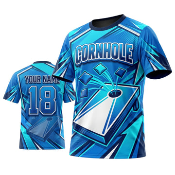 Maxcorners Cornhole Blue Board Personalized Name 3D Unisex Shirt