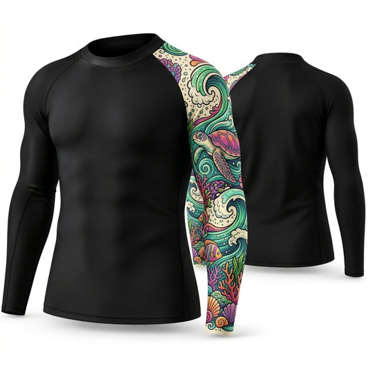 Maxcorners Personalized Paisley Tattoo Black Shirt with Bright Teal Pink Paisley Sleeve 3D All Over Printed Shirts, Best Gifts for Tattoo Lovers