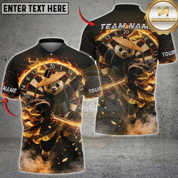 Maxcorners Darts Red Fire Panda Samurai Dartboard Multicolor Customized Name, Team Name 3D Shirts