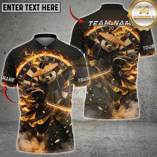 Maxcorners Darts Red Fire Panda Samurai Dartboard Multicolor Customized Name, Team Name 3D Shirts