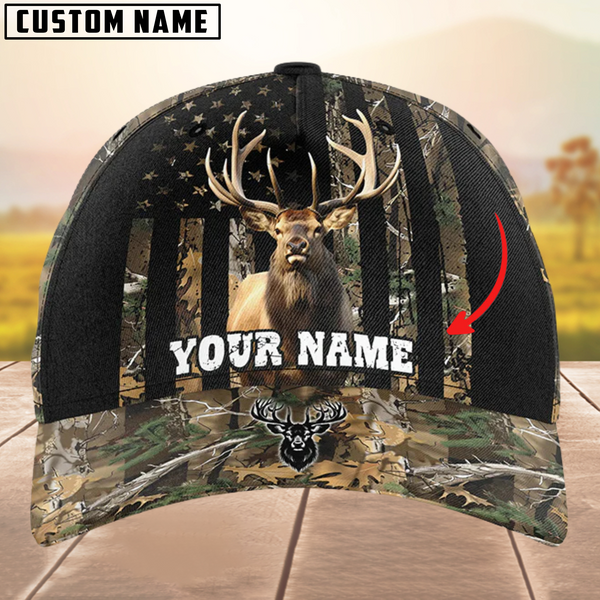 Maxcorners Deer Hunting Camouflage Pattern Personalized Name 3D Cap