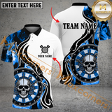 Maxcorners Dart Skull Smoke Multicolor Option Customized Name, Team Name 3D Polo Shirt For Men