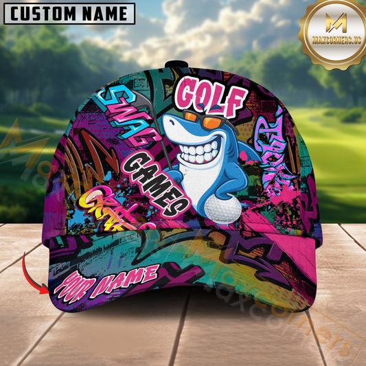 Maxcorners Graffiti Shark Swing Golf Cap Multicolor Personalized Cap