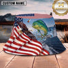 Maxcorners Fishing Epic Sunset Skeleton Angler with Dramatic Scene Personalized Name 3D Bucket Hat (13 Fish Species)