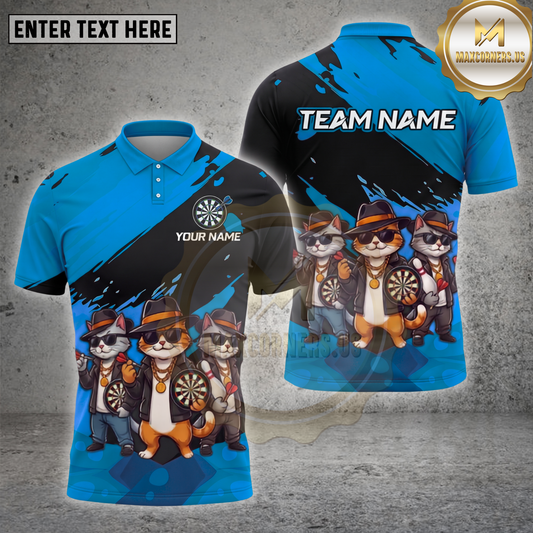 Maxcorners Darts Shirt Gangster Cat Crew Multiple Options Personalized Name, Team Name 3D Shirt