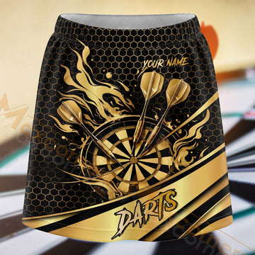 Maxcorners Darts Gold Darts Honeycomb Dartboard Personalized 3D Skort, Skirts With Shorts