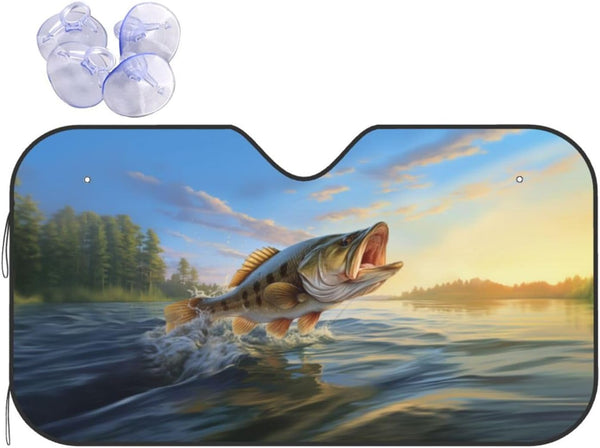 Maxcorners A Bass Fishing Art Car Windshield Sun Shade