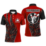 MaxCorners Red Seamless Pattern Customized Name 3D Bowling Polo Shirt For Men