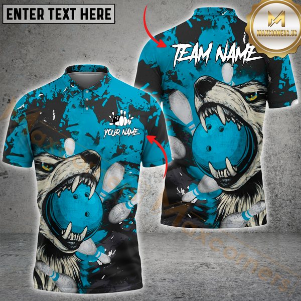Maxcorners Wolf Strike Bowling Multicolor Customized Name, Team Name 3D Shirts