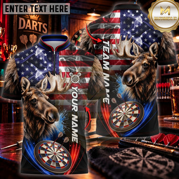 Maxcorners Darts & Skull Dartboard Patriotic Warrior Graphic Customized Name, Team Name 3D Shirts