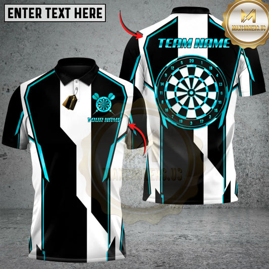 Maxcorners Elite Black & White Darts Customized Name, Team Name 3D Shirt