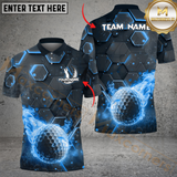 Maxcorners Golf Ball Fire Pattern Multicolor Customized Name, Team Name 3D Shirts
