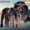 Maxcorners Fishing American Flag Smoke & Red DNA Helix Firefighter Icons Personalized Name, Team Name 3D Long Sleeve Shirt (Mahi-mahi, Tuna, Chinook, Marlin, Striped Bass, Salmon)