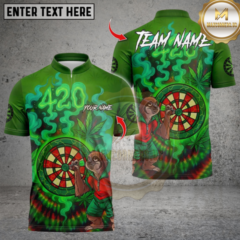 Maxcorners Darts 420 CNB Slow Sloth Champion Dartboard Custom Name & Team Name 3D Shirts