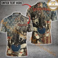 Maxcorners American Wolf Bowling Jersey Personalized Name 3D Unisex Shirt
