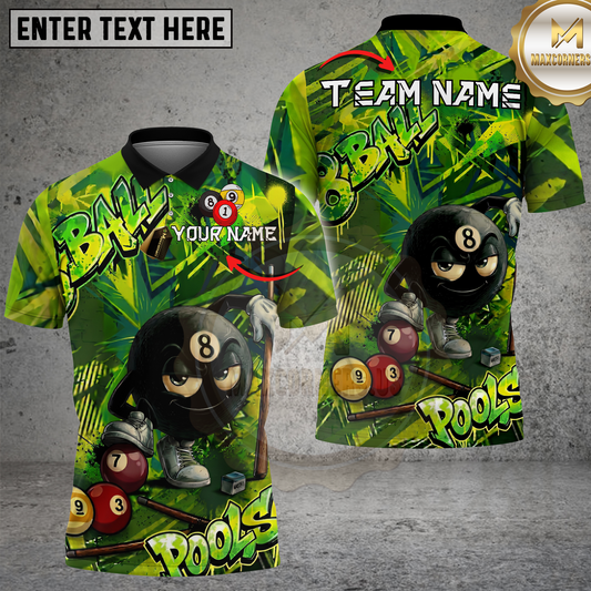 Maxcorners 8Ball Billiards Shirt Graffiti Street Style Multi Options Personalized Name, Team Name Unisex 3D Shirt (4 Colors)