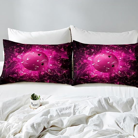 Maxcorners Rose Pink Bowling Ball 3D Bedding Set