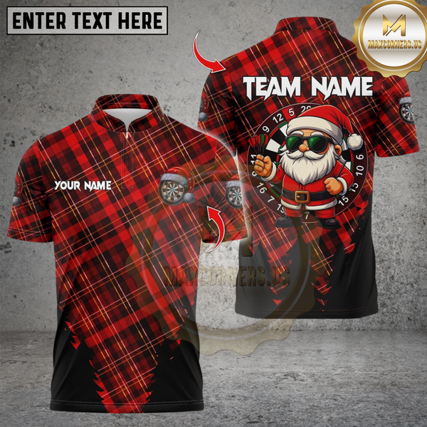 Maxcorners Darts Funny Christmas Santa Dartboard Design Custom Name & Team Name 3D Shirts