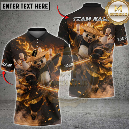 Maxcorners Bowling Panda Warrior Fire Dartboard Action Multicolor Customized Name, Team Name 3D Shirts