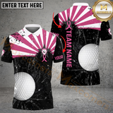 Maxcorners Golf Pink Ribbon Sunrise Personalized Name 3D Unisex Shirt