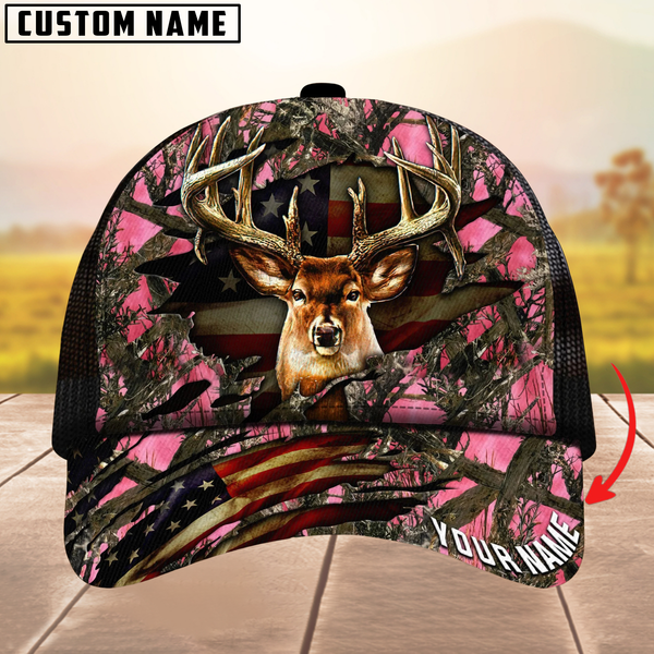 Maxcorners Premium Florapunk S21 Deer Hunting Trucker Camouflage Pattern Multicolor Personalized Name 3D Cap