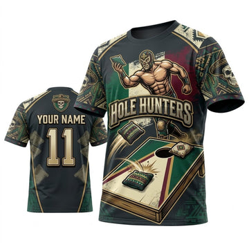 Maxcorners Cornhole Hole Hunters Western Cowboy Personalized Name 3D Unisex Shirt