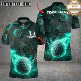 Maxcorners Golf Ball Fire Pattern Multicolor Customized Name, Team Name 3D Shirts