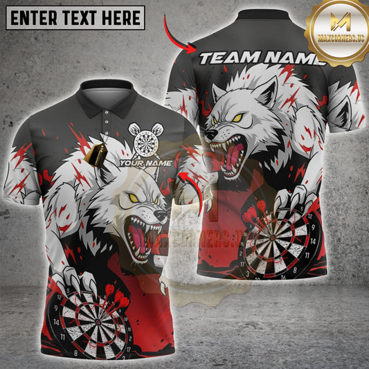 Maxcorners Darts Fierce Wolf Dartboard Multicolor Customized Name, Team Name 3D Shirts