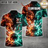 Maxcorners Bowling Fire Dragon & Lightning Burst Graphic Multicolor Customized Name, Team Name 3D Shirts