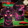 Maxcorners Billiard Apparel Flaming Skull Face Graphic Multicolor Customized Name 3D Shirt