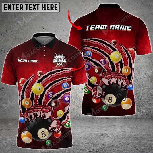 Maxcorners Billiards Claws Of Fury Multicolor Options Personalized Name 3D Shirt (6 Colors)