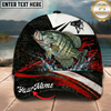 Maxcorners Fishing Black Red Abstract Stripe Personalized 3D Cap (12 Fish Species)