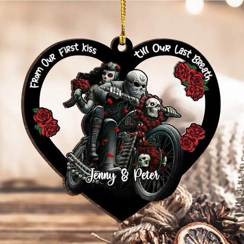 Maxcorners Personalized True Love Never Die Skull Couple Heart - Ornament