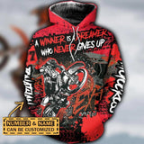 Maxcorners Motocross Winner Is Dreamer ( Red ) Customize Name And Number 3D Shirts