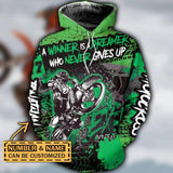 Maxcorners Motocross Winner Is Dreamer ( Green ) Customize Name And Number 3D Shirts