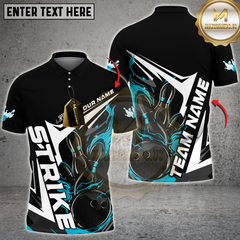 Maxcorners Flame Strike Bowling Multicolor Customized Name, Team Name 3D Shirts