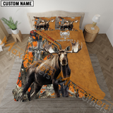 Maxcorners Custom Text Wilderness Moose Hunting Bedding Set 3D All Over Printed