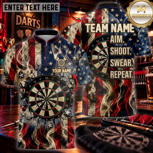 Maxcorners Darts & Vintage Skull Dartboard Graphic Customized Name, Team Name 3D Shirts