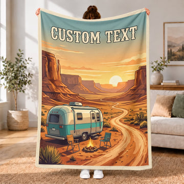 Maxcorners RVs Travel Trailer Desert Canyon Road Trip Custom Name 3D Blanket
