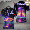 Maxcorners Lightning Strike Disc Golf Polo Personalized Name, Team Name 3D Shirt (4 Colors)
