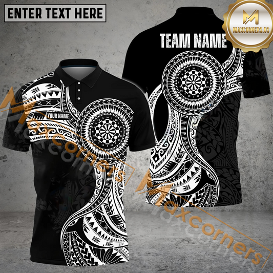 Maxcorners Darts Viking Pattern Mutilcolor Options Personalized Name, Team Name 3D Polo Shirt