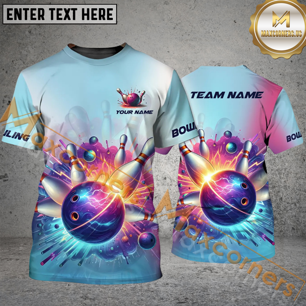 Maxcorners Dynamic Strike Bowling Jersey Customized Name, Team Name 3D Polo Shirt